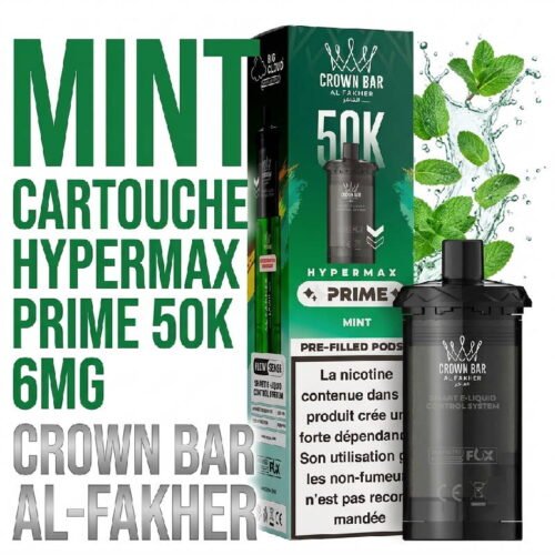 cartouche-puff-50k-crown-bar-al-fakher-hypermax-prime-pre-filled-pod-mint