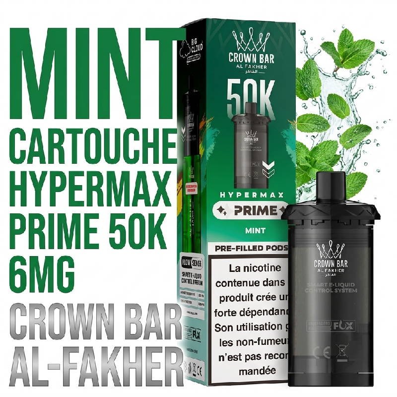 cartouche-puff-50k-crown-bar-al-fakher-hypermax-prime-pre-filled-pod-mint
