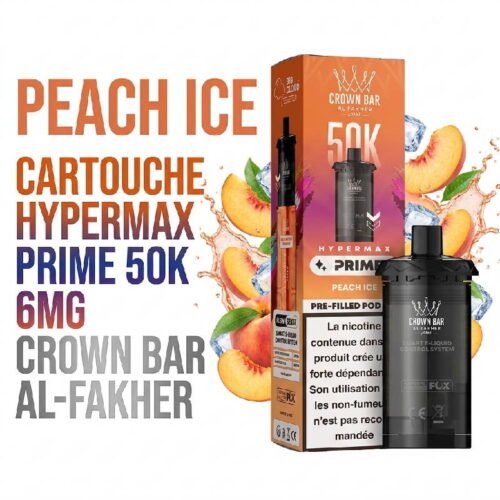 cartouche-puff-50k-crown-bar-al-fakher-hypermax-prime-pre-filled-pod-peach-ice