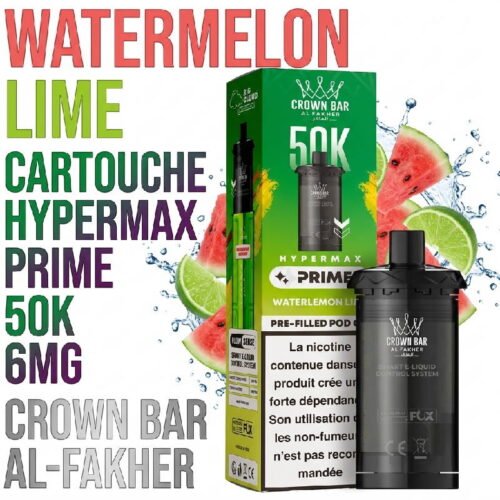 cartouche-puff-50k-crown-bar-al-fakher-hypermax-prime-pre-filled-pod-watermelon-lime