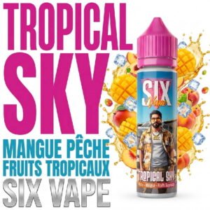 eliquide-vape-six-50ml-fruite-frais-sucre-intense-tropical-sky-mangue-peche-fruits-tropicaux