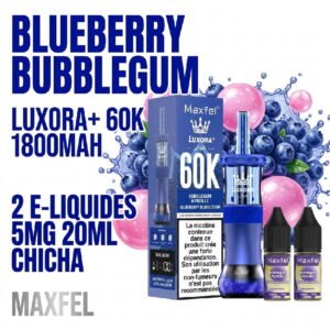 puff-shisha-60k-maxfel-5mg-20ml-luxora-1800mah-ecig-Blueberry-bubblegum-mirtylle-bubble-gum