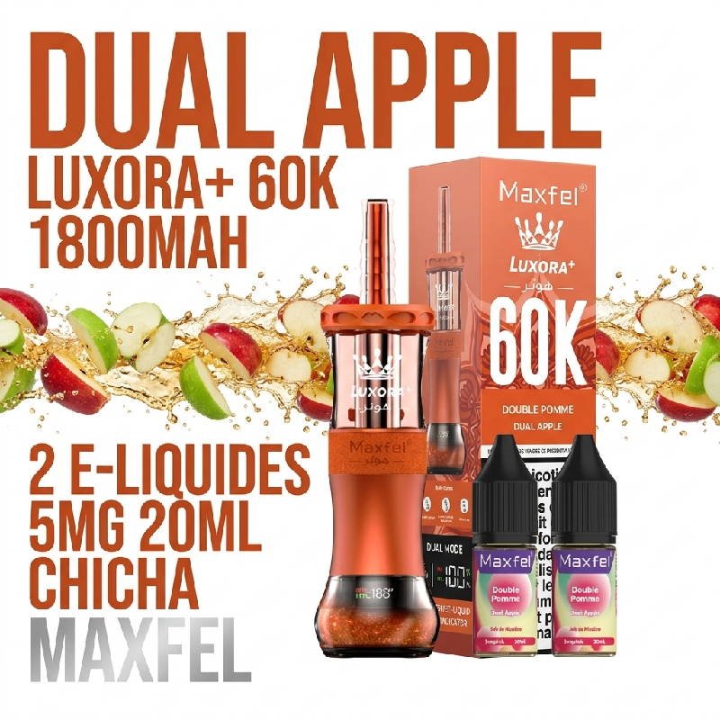 puff-shisha-60k-maxfel-5mg-20ml-luxora-1800mah-ecig-dual-apple-double-pomme