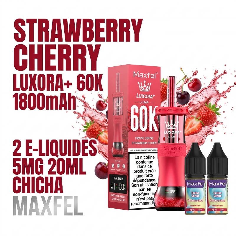 puff-shisha-60k-maxfel-5mg-20ml-luxora-1800mah-ecig-strawberry-cherry-fraise-cerise
