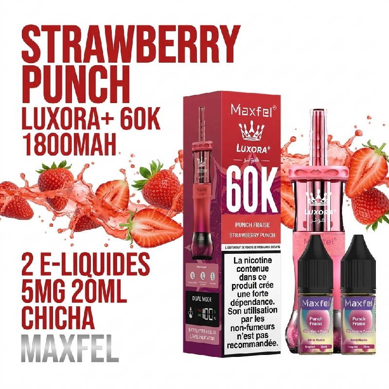 puff-shisha-60k-maxfel-5mg-20ml-luxora-1800mah-ecig-strawberry-punch-fraise-punch